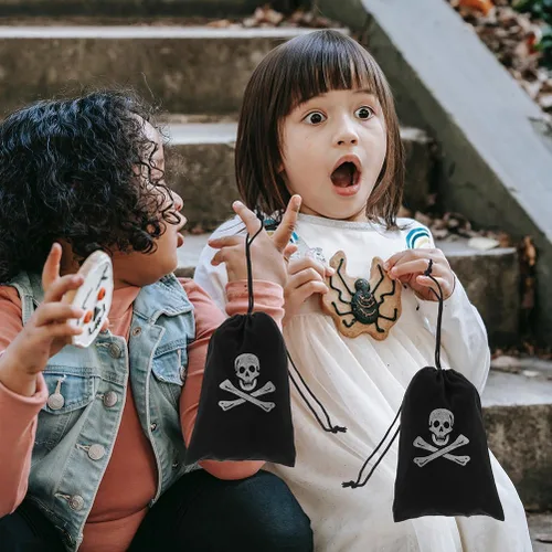 Miniatura 3 de Healifty 20 bolsas de tela de monedas piratas con cordón para caza del tesoro para fiesta de Halloween, almacenamiento de joyas de dulces, 6.1 x 4.5