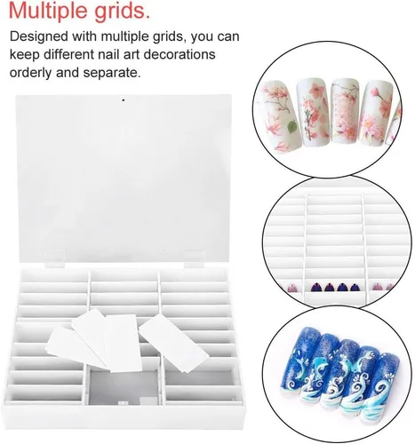 Miniatura 3 de Semme Organizador de uñas falsas, caja de almacenamiento de uñas, caja de exhibición, contenedor de decoración de uñas, caja de almacenamiento vacía