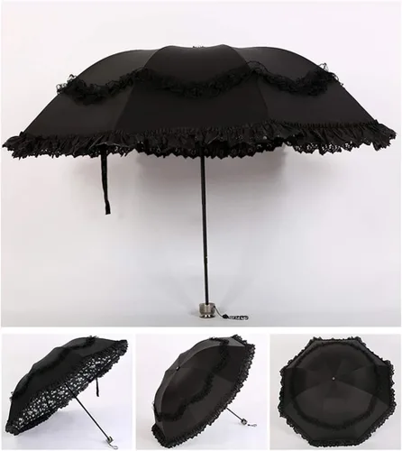 Miniatura 47 de Honeystore Paraguas plegable a prueba de rayos ultravioleta Princess Lace Parasol con cúpula anti-UV
