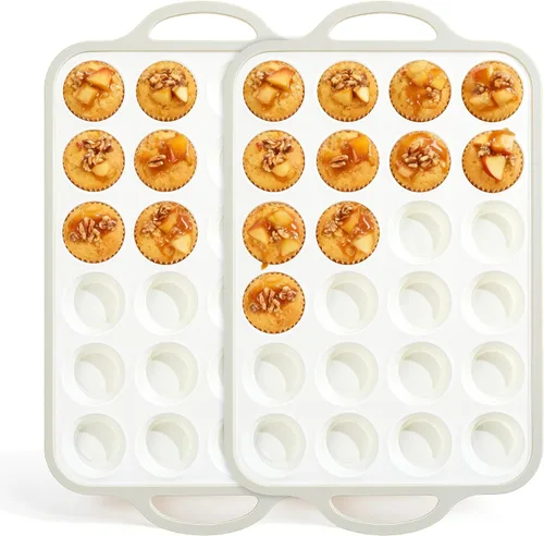 Miniatura 19 de Moldes de silicona para magdalenas para hornear 2 paquetes, 6.6 cm con marco reforzado de metal, molde antiadherente de tamaño regular para cupcakes