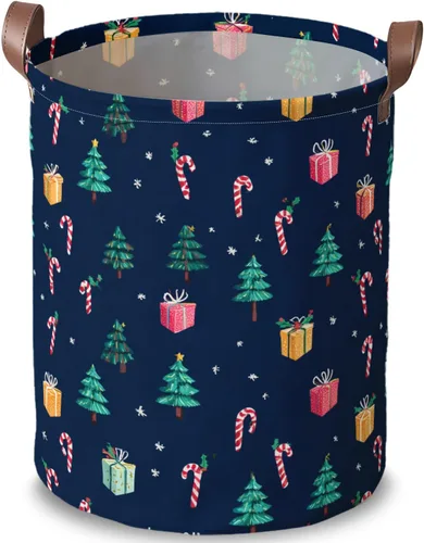 Miniatura 34 de Cesta de lavandería de 15.75 x 15.75 x 19.7 pulgadas, diseño de pingüino de Navidad, plegable, con asas, almacenamiento de ropa sucia