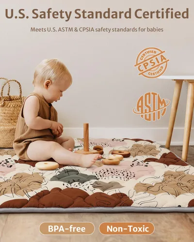 Miniatura 6 de Blissful Diary Alfombras de Juego para Bebés para el Piso, Alfombra de Pañal de 47x47, Almohadilla de Espuma de Acolchado Más Gruesa para Bebés