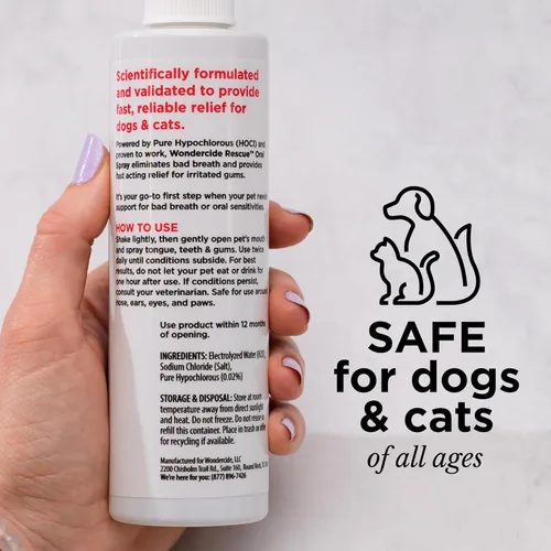Miniatura 2 de Wondercide Rescue - Spray oral para perros y gatos – Refresca el aliento, calma las encías, cuidado dental diario sin alcohol con hipocloroso puro