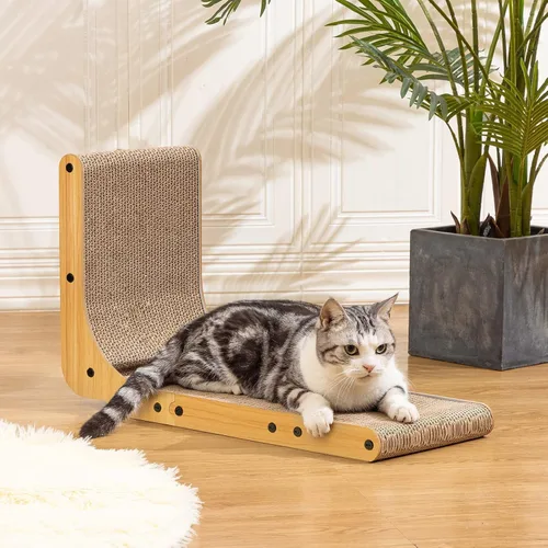 Miniatura 2 de Poils bebe Rascador de gato en forma de L, rascador de gato de 26.8 pulgadas para gatos de interior, protección de muebles, almohadilla de arañazos