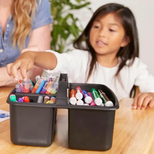 Miniatura 8 de ECR4Kids Organizador de plástico pequeño de 3 compartimentos, organización multiusos, negro, paquete de 6