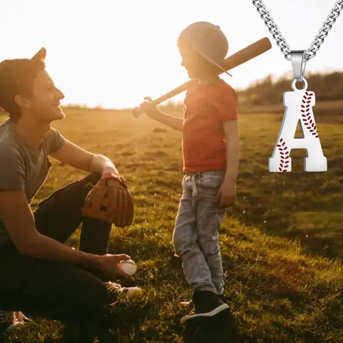 Miniatura 2 de Juego de regalos de béisbol, collar de fútbol con letras A-Z para hombres, calcetines de béisbol y pulseras de béisbol para amantes del béisbol