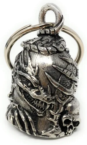 Bravo Bells Skull Dragon Bell - Accesorio de campana de motociclista o llavero para buena suerte en la carretera