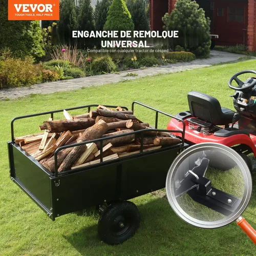 Miniatura 2 de VEVOR Remolque Resistente para ATV Carro de Descarga de Acero, 750 libras 15 Pies Cúbicos, Remolque Utilitario de Jardín Remolques de Patio con Negro