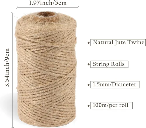 Miniatura 2 de Handyman Crafts Cuerda de yute natural (1.5mm/2mm/3mm/6mm) Cuerda duradera para manualidades, aplicaciones de jardinería, jardinería doméstica