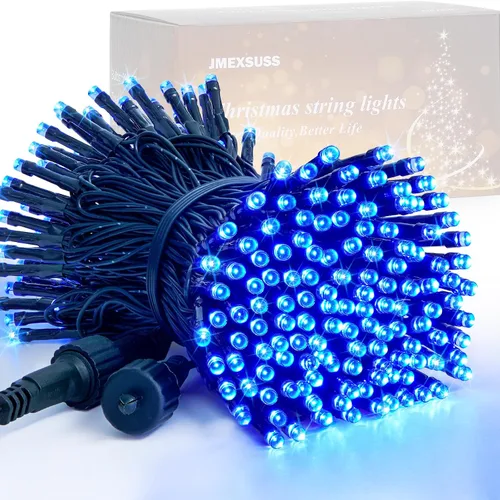 Miniatura 20 de JMEXSUSS Guirnalda de luces de Navidad de 200 LED azules y blancas, 66 pies, de exterior, expansible, para árbol, fiesta o decoración de hogar