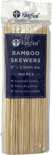 KingSeal - 1600 pinchos de madera de bambú natural para parrilla, 8 pulgadas x 0.098 in de diámetro, para brochetas Shish, barbacoa y arreglos de