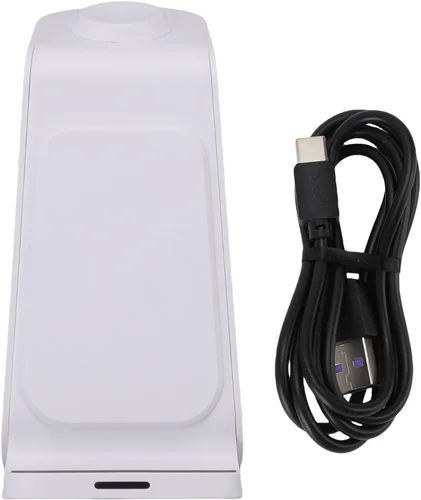 Miniatura 5 de PUSOKEI Cargador inalámbrico de 15 W Uso flexible para auriculares Android Reloj de teléfono ideal para necesidades de carga en movimiento (blanco)