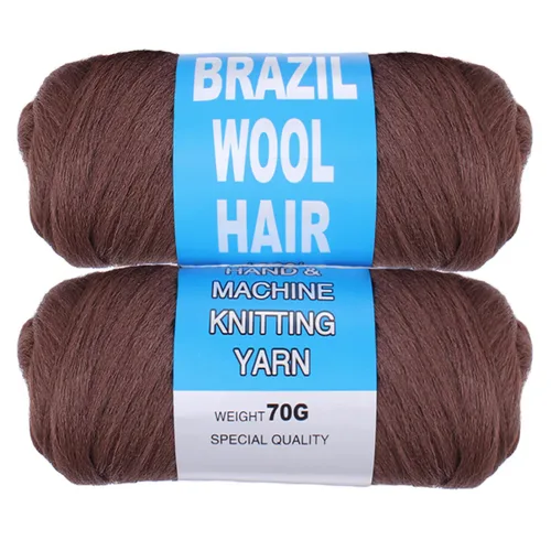 Miniatura 26 de COOKOO 2 rollos de hilo de lana brasileña color negro natural para cabello trenzado de ganchillo, trenzas, torsión, urdimbres, torsión senegalesa