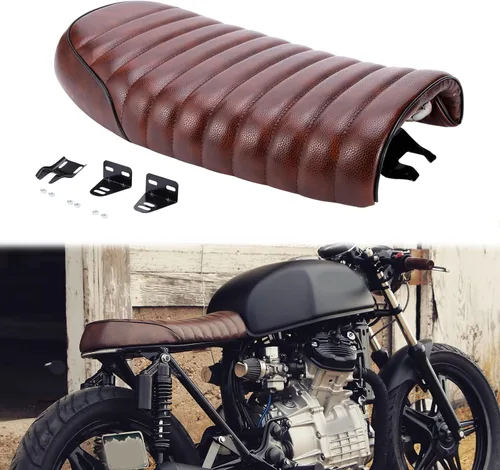Miniatura 10 de Asiento plano retro de rombo negro vintage para motocicleta Cafe Racer para KZ400 KZ550 K750 Z650 W650 CB100 CB125 CB175 CB200 CB350 CL200 CL350