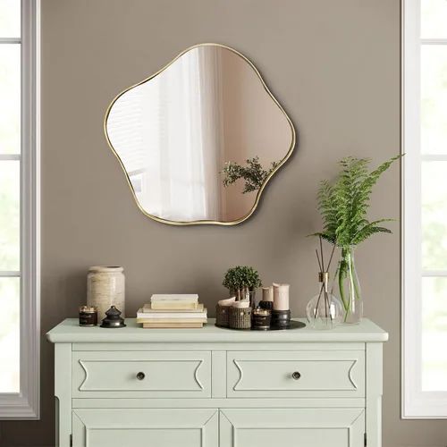 Miniatura 13 de Espejo redondo irregular, espejo festoneado de 16 pulgadas para sobre el fregadero, espejos de pared asimétricos decorativos, modernos espejos