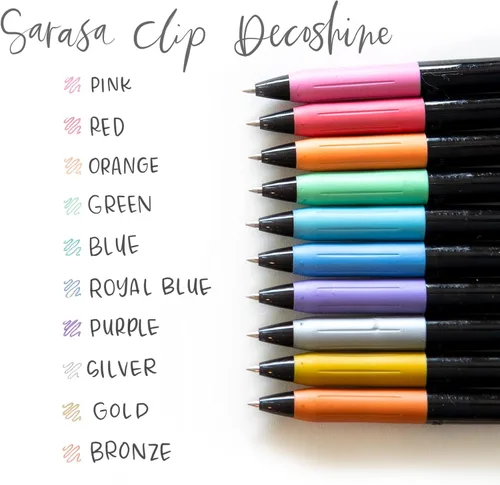 Miniatura 4 de Zebra Pen Sarasa Clip Decoshine - Bolígrafo de gel retráctil, punta fina de 0.020 in, colores metálicos surtidos, funciona bien en papel oscuro