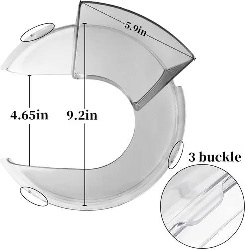 Miniatura 4 de Protector de vertido de piezas de repuesto, compatible con cuencos de acero inoxidable Kitchenaid de 6 cuartos de galón de cabeza inclinable