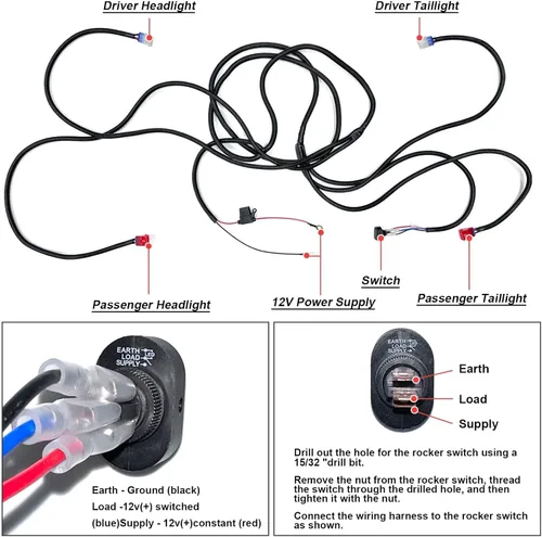 Miniatura 7 de Kit de iluminación LED Lochnchn, kit de luces delanteras y traseras de 12V para carritos de golf Club Car DS 1993 en adelante, homologado