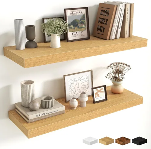 Miniatura 113 de Estantes flotantes de 48 pulgadas para pared, estante de chimenea de 10 pulgadas de profundidad, estantes flotantes de madera para pared, estantes