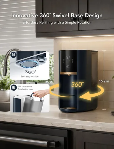 Miniatura 2 de LEYSERN Filtro de agua de ósmosis inversa de mostrador, sistema de filtración de agua RO de 5 etapas con UV, proporción pura a drenaje de 4:1, base