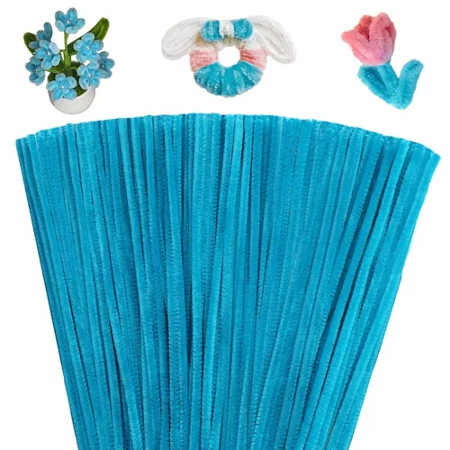 Giwrmu 100 Piezas Limpiapipas Tallos de Chenilla, Limpiapipas Turquesa para Manualidades, Palos Difusos Suministros de Manualidades, Limpiapipas de