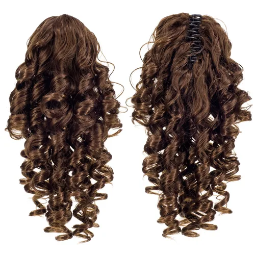Miniatura 9 de SWACC 12-Pulgadas Extensiones de Cola de Caballo Cortas con Rizos de Tornillo y Pinza de Gancho Extensiones de Cabello Sintético con Cordón