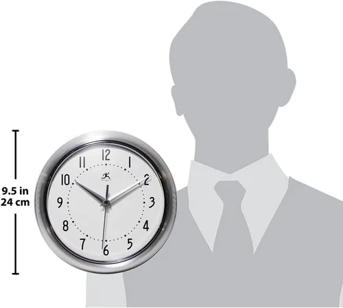 Miniatura 5 de Infinity Instruments LTD. Reloj de pared decorativo estilo retro, 9 pulgadas silencioso, para cocina o comedor, estilo moderno de mediados de siglo