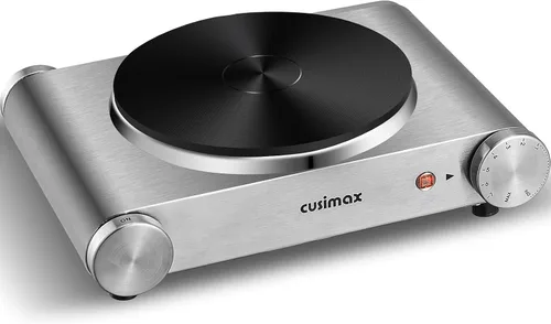 Miniatura 8 de CUSIMAX - Placa de cocción eléctrica de 1800 W, hornalla doble, estufa de encimera de hierro fundido, placas de cocción para cocinar, estufa