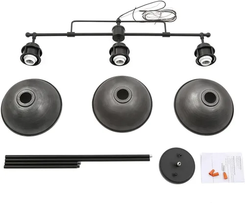 Miniatura 7 de LOG BARN Candelabros para comedor, iluminación industrial de isla de cocina de 3 luces, lámpara colgante de mesa de billar estilo granja de 35.7