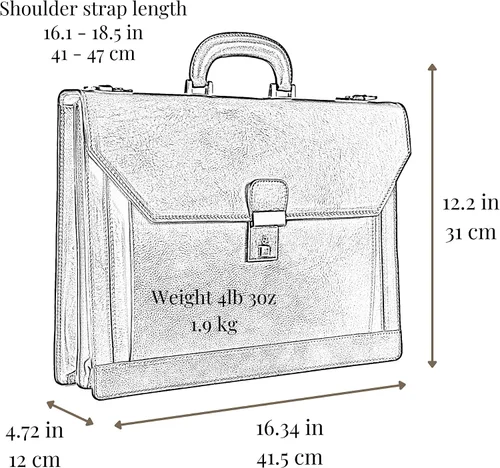Miniatura 7 de Time Resistance Maletín de cuero - Bolsa italiana hecha a mano para laptop - Bolsa de trabajo para hombres y mujeres - Adjunta - Bolsa