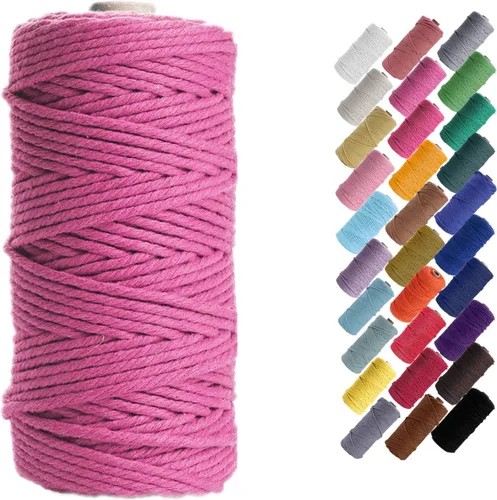 HAPYLY - Cuerda de algodón natural para macramé, de 0.118 pulgadas x 109 yardas, cuerda de algodón de colores para manualidades, tejer, colgar