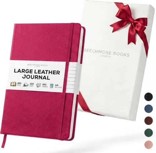 Miniatura 31 de BEECHMORE BOOKS Cuaderno rayado, 5.8 x 8.3 pulgadas, páginas rayadas A5, 160 páginas, diarios de cuero de tapa dura para mujeres, hombres, escritura