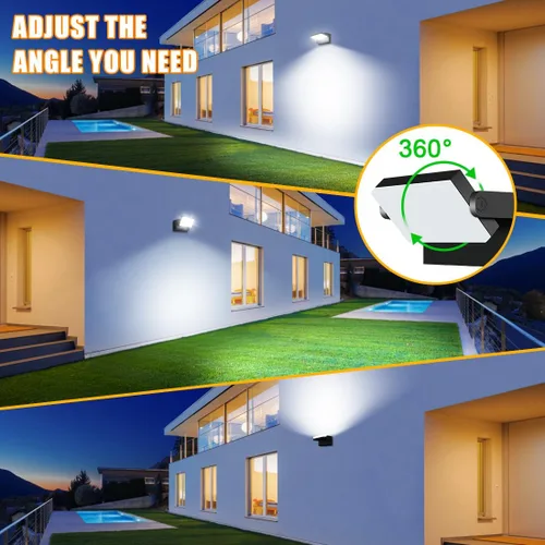 Miniatura 4 de Juyace Reflectores LED de 60W para Exteriores Luminaria de Pared Sin Fotocélula Equipos de Iluminación para Casa Rotacional 360° 6000lm 5000K IP65