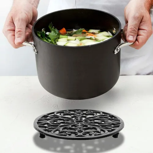 Miniatura 2 de Sumnacon 2 piezas de salvamanteles ovalados de hierro fundido - Salvamanteles de metal antiguo resistente al calor para platos calientes, ollas