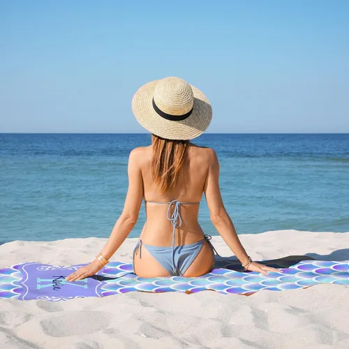 Miniatura 2 de Magimagine Toallas de playa de verano personalizadas, toalla de playa con nombre personalizado, absorbente y de secado rápido, toalla grande sin