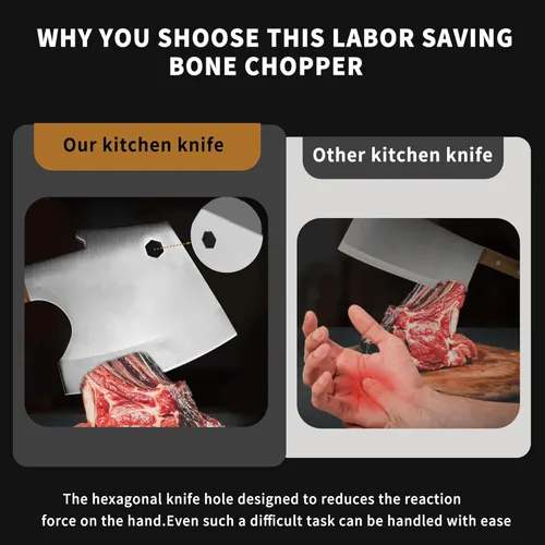 Miniatura 4 de Kitory Carne Cleaver - Cuchillo picador de huesos de 6 pulgadas, cuchillo de carnicero resistente con mango de madera, hoja de acero inoxidable