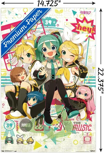 Miniatura 3 de Hatsune Miku - Póster de pared Hey de 22.4 pulgadas de largo x 14.7 pulgadas de ancho, versión premium sin marco