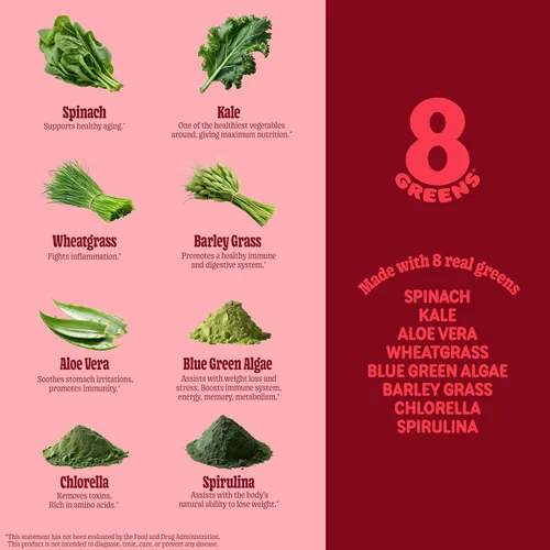 Miniatura 6 de 8Greens Gomitas de Superalimentos Diarios - Potenciador de Superalimentos, Energía y Apoyo Inmunológico, Hecho con Verdaderas Verduras, Polvo