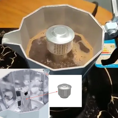 Miniatura 2 de Fenteer Aluminio Moka Cafetera Cubierta A Prueba De Salpicaduras Cafetera Accesorios De Protección De Salpicaduras Profesional Mano De Trabajo Fino