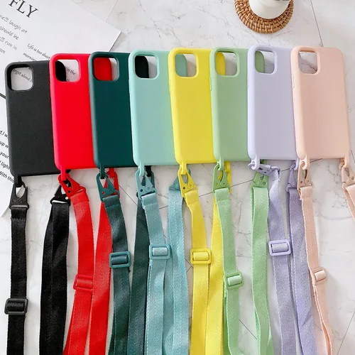 Miniatura 6 de Compatible con iPhone 13 Pro, funda cruzada para teléfono con cordón, bonita funda de silicona suave con correa ajustable para el hombro, protector
