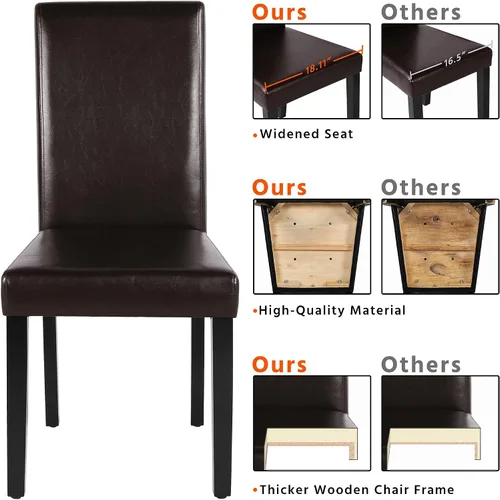Miniatura 6 de Topeakmart Juego de 4 sillas de comedor de piel sintética con respaldo alto, patas de madera de pino acolchadas, sillas de cocina para comedor, sala