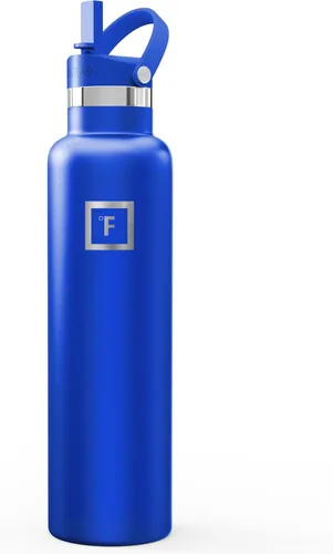 Miniatura 16 de IRON °FLASK Botellas de agua de campamento/senderismo, 3 tapas (estrecha con popote), sin fugas, aisladas al vacío, acero inoxidable de doble pared