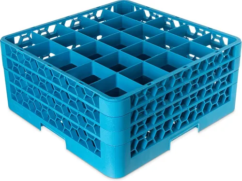 Miniatura 11 de Carlisle FoodService Products RG25-414 OptiClean - Estante de vidrio con 25 compartimentos con 4 extensores, compartimentos de 3-1/2 pulgadas, azul