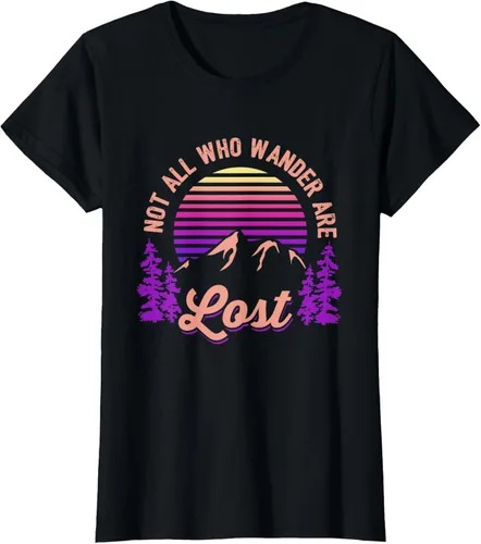 Miniatura 33 de Not All Who Wander Are Lost Vintage Mountains - Camiseta de senderismo, Negro, S