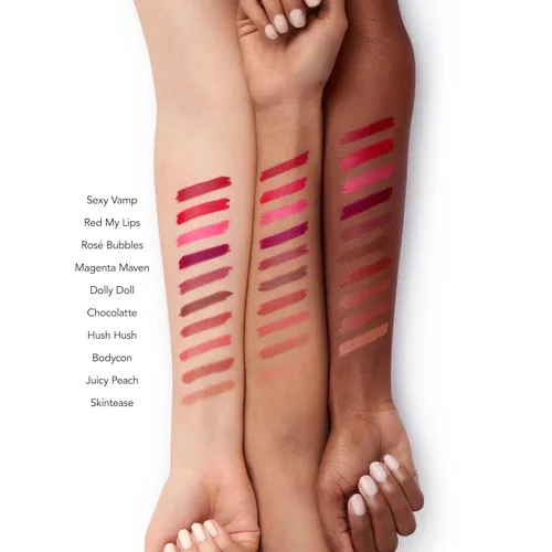 Miniatura 4 de Buxom Lápiz labial satinado completo, formulado con ácido hialurónico y cera de girasol, lápiz labial cremoso hidratante, acabado satinado, ligero