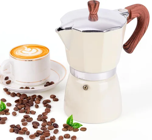 Moka Pot - Máquina de café expreso de 10.1 fl oz-6 tazas, cafetera italiana, percoladora, aluminio, fácil de usar y limpiar, para uso doméstico y