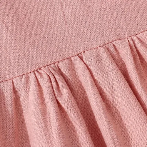 Miniatura 6 de Vestido de verano para niña pequeña de algodón lino con volantes halter sin mangas para niños casual playa fiesta 2-7 años