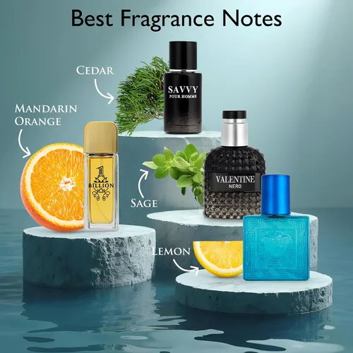 Miniatura 9 de Signature Scent - Juego de 4 fragancias pequeñas para hombre, incluye Savvy/1 mil millones/versos/colección de San Valentín de ingredientes