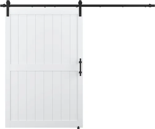 Miniatura 22 de Puerta corrediza de granero MDF de 30 x 80 pulgadas con kit de herrajes para puerta de granero de 5 pies, losa para puerta de granero con superficie