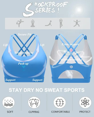 Miniatura 173 de Brasieres deportivos para mujer, con relleno, tipo camiseta sin mangas, sexis, con espalda cruzada, de alto impacto, largos, ideales para practicar